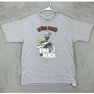 Senior Frogs T-Shirt Adult Large Grey Graphic Print Casual Short Sleeve Tee Mens